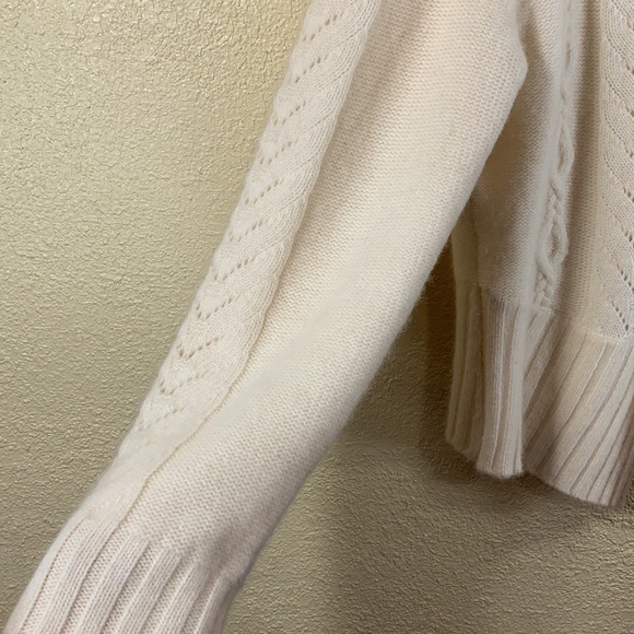 Jillian Jones Sweater Cardigan L Cream Cable Knit Angora Rabbit Hair Lamb's Wool - Picture 12 of 12
